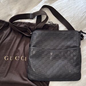 Gucci Black GG Embossed Crossbody Bag